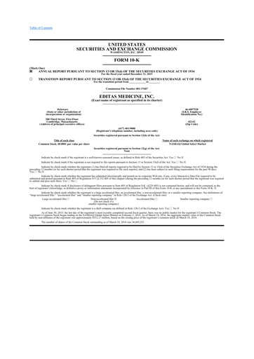 Miniature Editas Medicine
 10-K Rapport annuel 