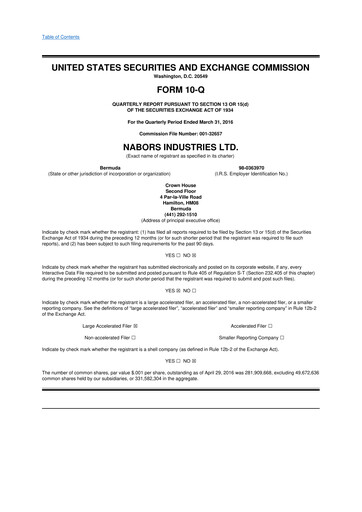 Vorschaubild Nabors Industries
 10-Q Quartalsbericht 2016 