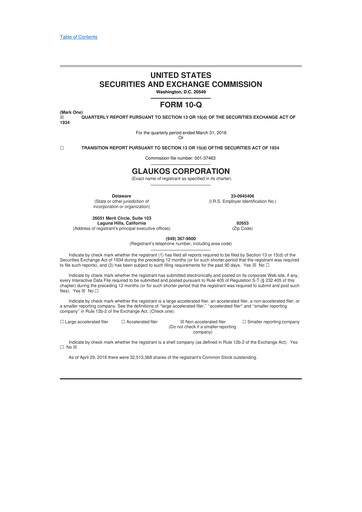 Thumbnail Glaukos 10-Q Quarterly Report FY 