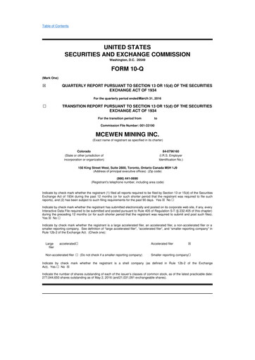 Thumbnail McEwen Mining 10-Q Quarterly Report FY2016 