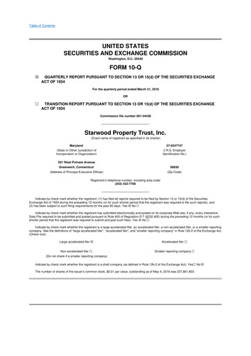 Thumbnail Starwood Property Trust 10-Q Quarterly Report FY2016 