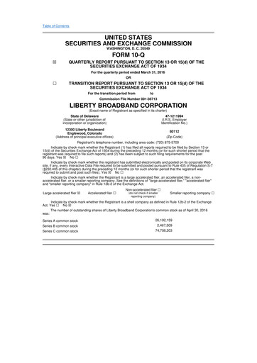 Thumbnail Liberty Broadband 10-Q Quarterly Report FY2016 