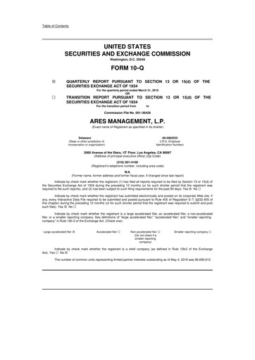 Thumbnail Ares Management
 10-Q Quarterly Report FY2016 