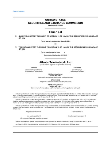 Thumbnail ATN International 10-Q Quarterly Report FY2016 