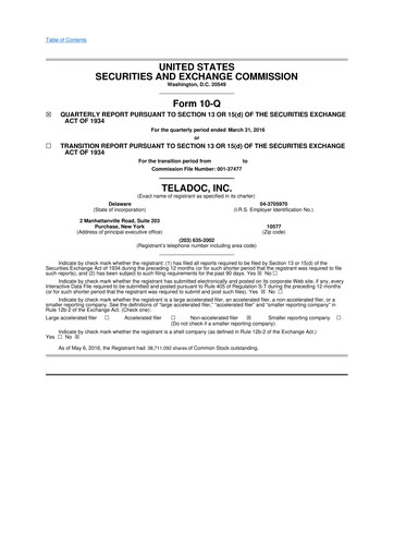 Vorschaubild Teladoc Health
 10-Q Quartalsbericht 2016 