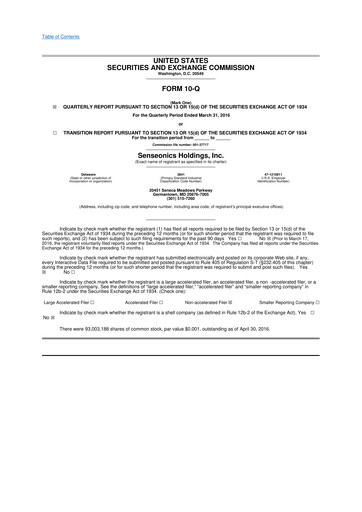 Vorschaubild Senseonics Holdings
 10-Q Quartalsbericht 2016 