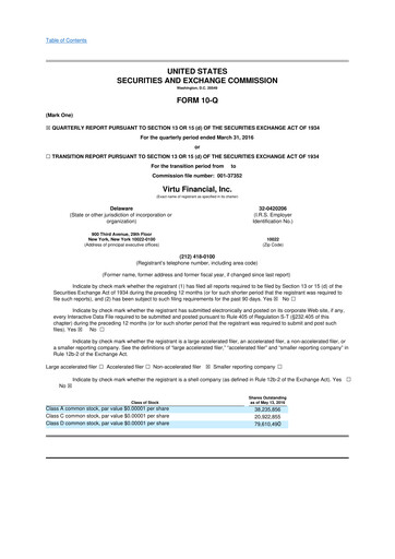 Thumbnail Virtu Financial
 10-Q Quarterly Report FY2016 