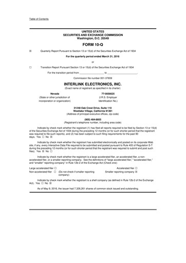 Thumbnail Interlink Electronics 10-Q Quarterly Report FY 