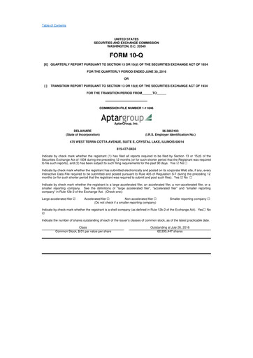 Thumbnail AptarGroup 10-Q Quarterly Report FY2016 