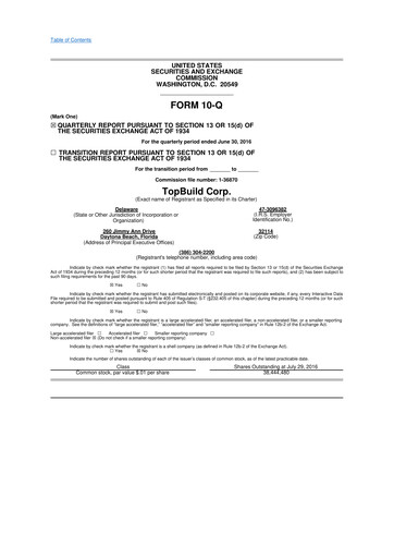 Thumbnail TopBuild 10-Q Quarterly Report FY2016 