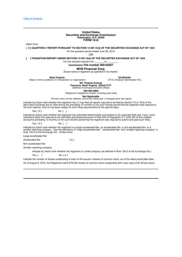 Thumbnail MVB Financial 10-Q Quarterly Report FY2016 