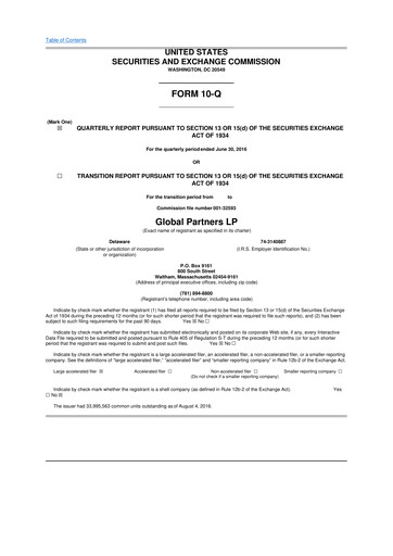Thumbnail Global Partners LP 10-Q Quarterly Report FY2016 