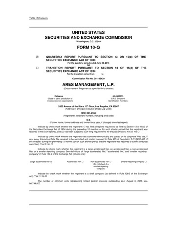 Thumbnail Ares Management
 10-Q Quarterly Report FY2016 