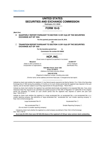 Thumbnail Healthpeak Properties
 10-Q Quarterly Report FY2016 