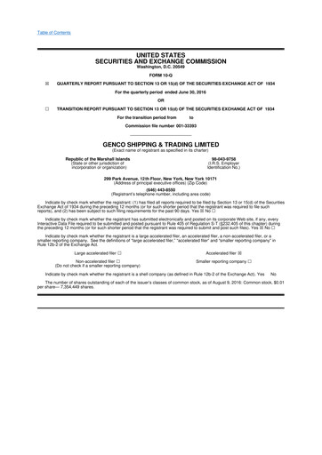 Thumbnail Genco Shipping & Trading 10-Q Quarterly Report FY2016 