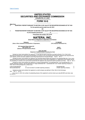 Thumbnail Natera 10-Q Quarterly Report FY2016 