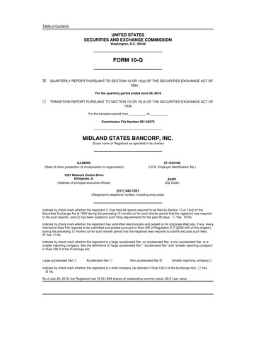 Thumbnail Midland States Bancorp 10-Q Quarterly Report FY2016 
