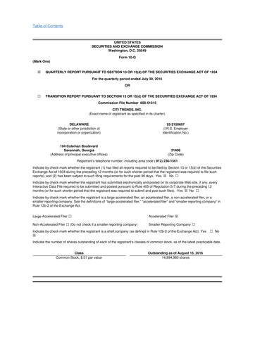 Thumbnail Citi Trends, Inc. 10-Q Quarterly Report FY 