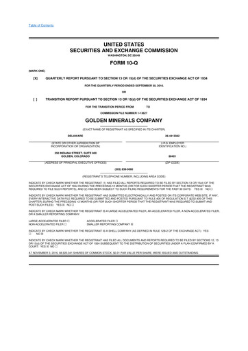 Thumbnail Golden Minerals
 10-Q Quarterly Report FY2016 