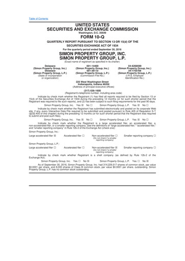 Thumbnail Simon Property Group 10-Q Quarterly Report FY 