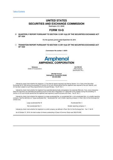 Thumbnail Amphenol 10-Q Quarterly Report FY2016 