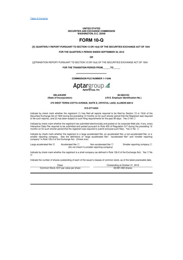 Thumbnail AptarGroup 10-Q Quarterly Report FY2016 