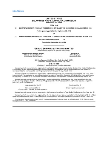 Thumbnail Genco Shipping & Trading 10-Q Quarterly Report FY2016 