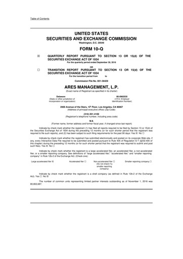 Thumbnail Ares Management
 10-Q Quarterly Report FY2016 