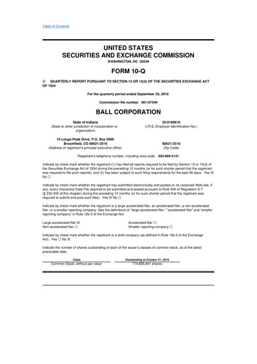 Thumbnail Ball Corporation
 10-Q Quarterly Report FY2016 