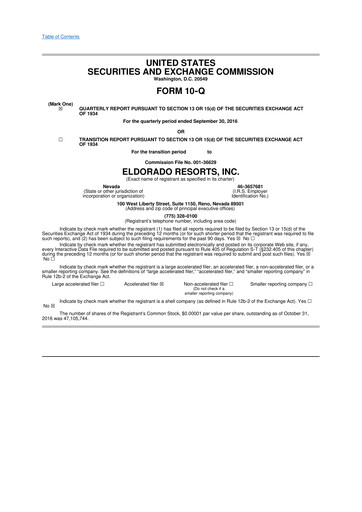Thumbnail Caesars Entertainment
 10-Q Quarterly Report FY2016 