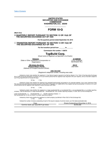 Thumbnail TopBuild 10-Q Quarterly Report FY2016 