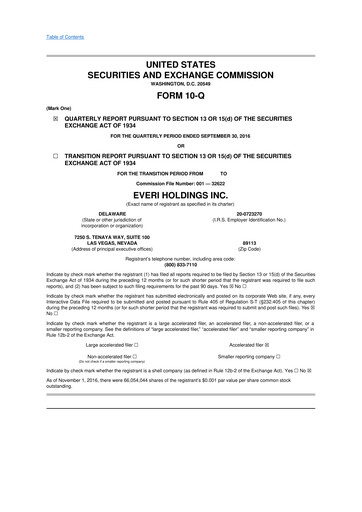 Thumbnail Everi Holdings
 10-Q Quarterly Report FY2016 