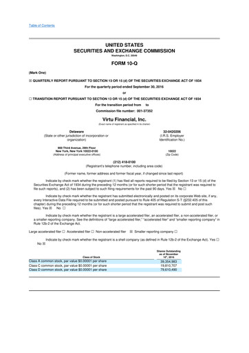 Thumbnail Virtu Financial
 10-Q Quarterly Report FY2016 
