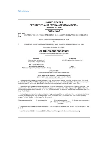 Thumbnail Glaukos 10-Q Quarterly Report FY 