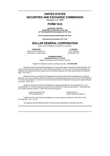 Thumbnail Dollar General 10-Q Quarterly Report FY2016 