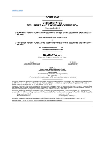 Thumbnail DAVIDsTEA 10-Q Quarterly Report FY 