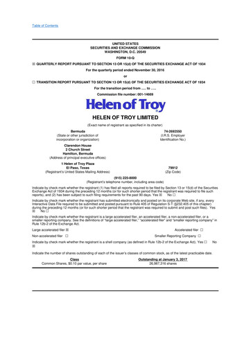 Thumbnail Helen of Troy 10-Q Quarterly Report FY2017 