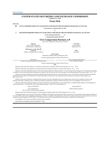 Thumbnail USA Compression Partners
 10-K Annual Report 2016