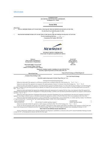 Thumbnail Newmont 10-K Annual Report 2016