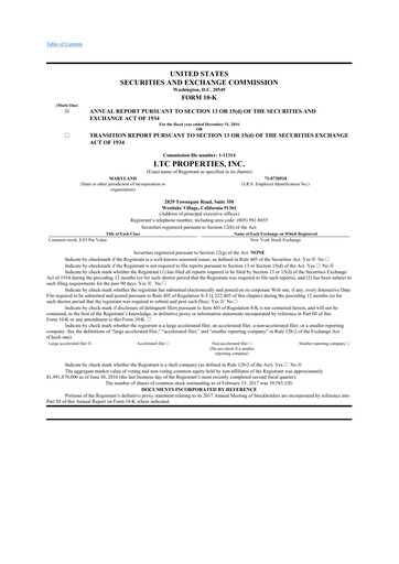 Thumbnail LTC Properties 10-K Annual Report 2016