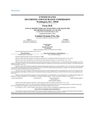 Thumbnail Comfort Systems USA 10-K Annual Report 2016