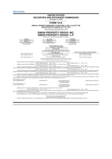 Vorschaubild Simon Property Group 10-K Jahresbericht 