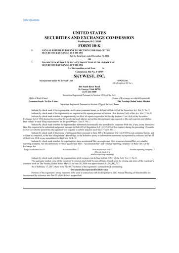 Thumbnail SkyWest 10-K Annual Report 2016