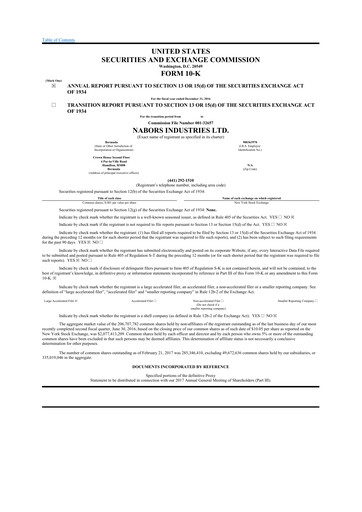 Thumbnail Nabors Industries
 10-K Annual Report 2016