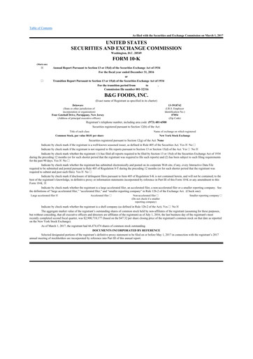 Thumbnail B&G Foods

 10-K Annual Report 2016