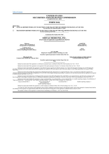 Miniature Editas Medicine
 10-K Rapport annuel 2016