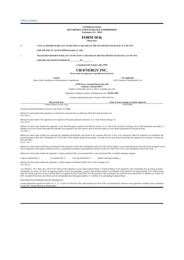 Thumbnail Ur-Energy 10-K Annual Report 2016