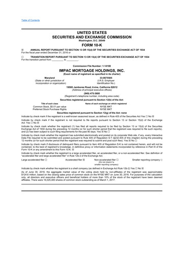 Vorschaubild Impac Mortgage Holdings 10-K Jahresbericht 2016