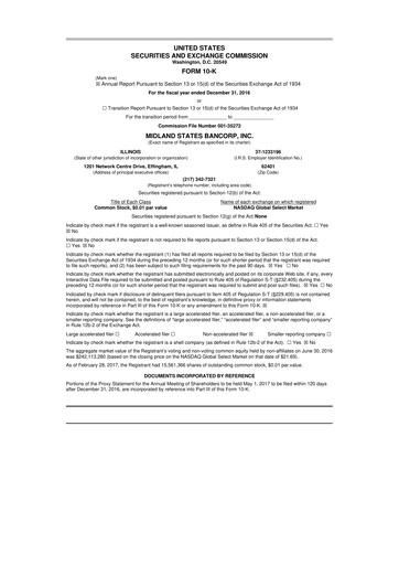 Thumbnail Midland States Bancorp 10-K Annual Report 2016
