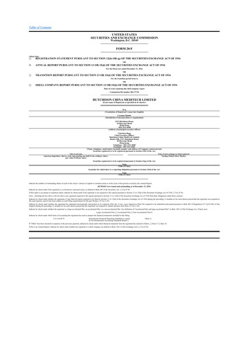 Thumbnail HUTCHMED 20-F Annual Report 2016